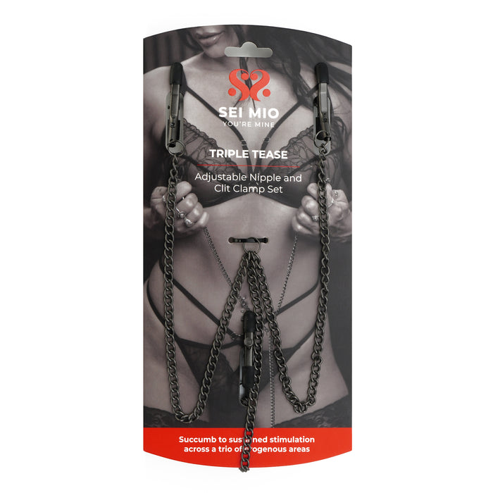 Triple Tease - Adjustable Nipple Clamps and Clit Clamp