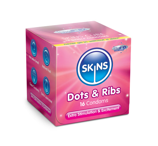 Skins Cube Dots & Ribs Condoms - 16 Pack