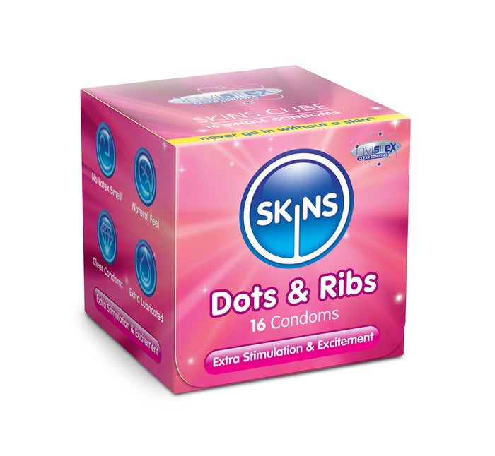 Skins Cube Dots & Ribs Condoms - 16 Pack